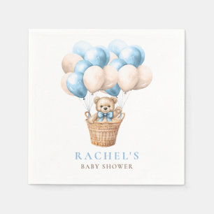 Teddy Bear Hot Air Balloon Blue Boy Baby Shower Napkins