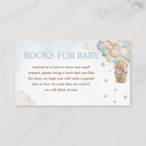 Teddy Bear Hot Air Balloon Books for Baby Enclosure Card