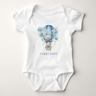 Teddy Bear Hot Air Balloon Boy Baby Shower Gift Baby Bodysuit