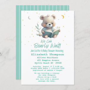 Teddy Bear Hot Air Balloon Bring a Book Baby Invitation