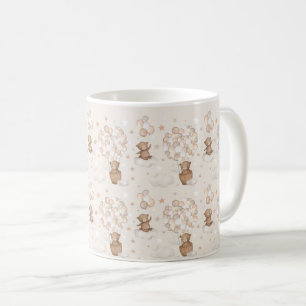 Teddy Bear Hot Air Balloon Clouds Stars Sky Coffee Mug