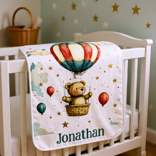 Teddy Bear Hot Air Balloon Dream Baby Blanket