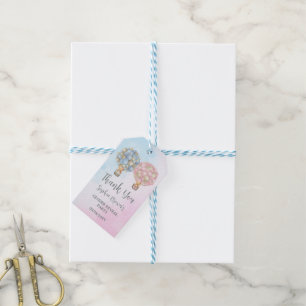 Teddy Bear Hot Air Balloon Gender Reveal Gift Tags