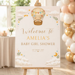 Teddy Bear Hot Air Balloon Girl Baby Shower Foam Board