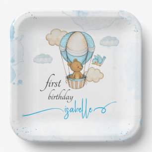 Teddy Bear Hot Air Balloon girl birthday Paper Plates