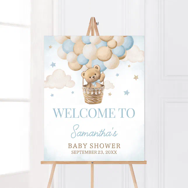 Teddy Bear Hot Air Balloon Welcome Poster | Zazzle