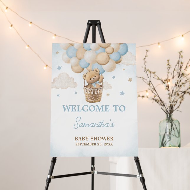 Teddy Bear Hot Air Balloon Welcome Sign (In Situ (Stand))