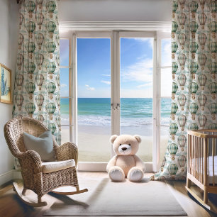 Teddy Bear Hot Air Balloons Nursery Pattern Sheer Curtains