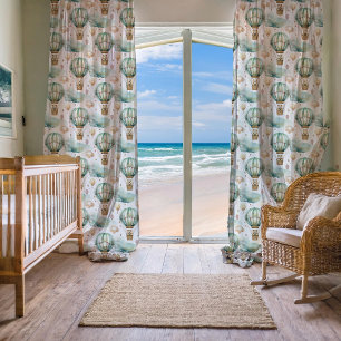 Teddy Bear Hot Air Balloons Nursery Pattern Sheer Curtains