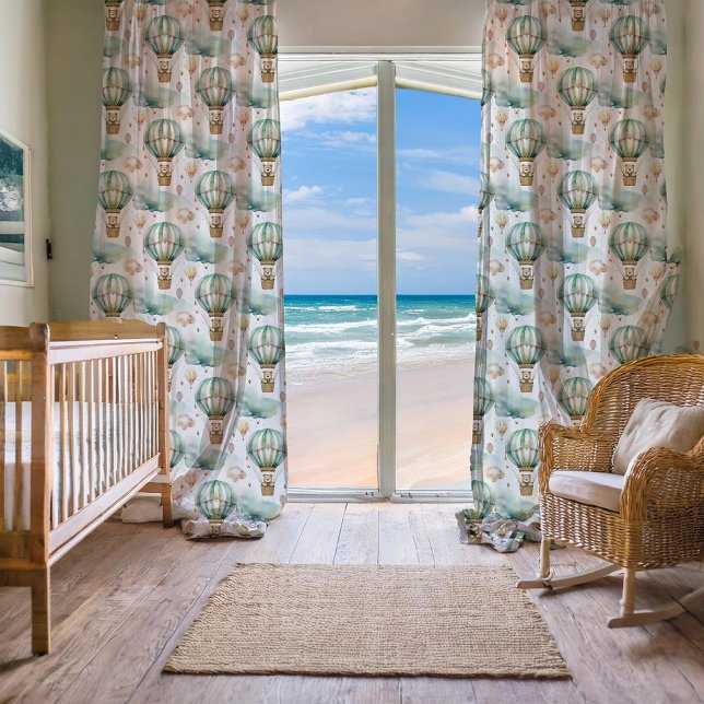Teddy Bear | Hot Air Balloons Nursery Pattern Sheer Curtains (Teddy Bear Hot Air Balloons Nursery Pattern Sheer Curtains)