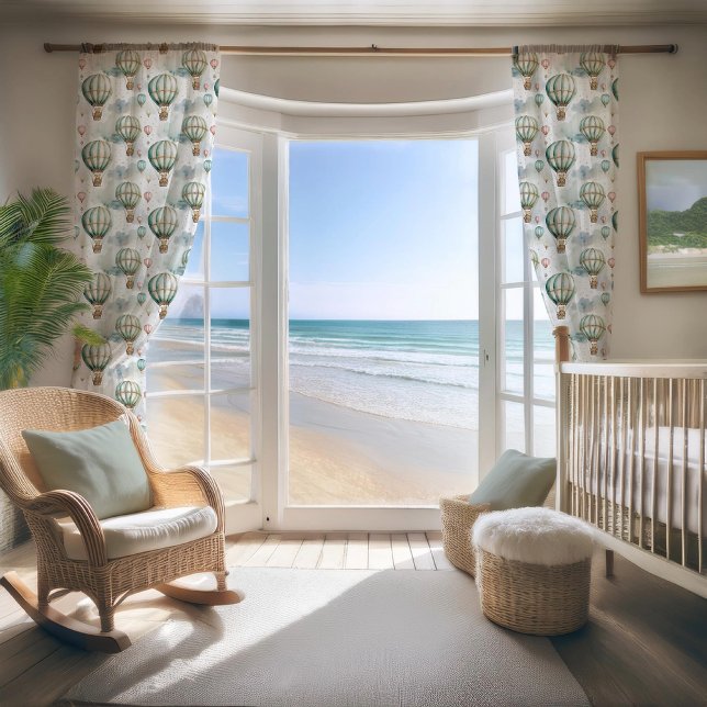 Teddy Bear | Hot Air Balloons Nursery Pattern Sheer Curtains (Teddy Bear Hot Air Balloons Nursery Pattern Sheer Curtains)