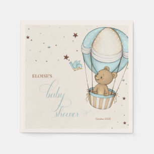 Teddy Bear Hot Balloon Bearly Wait Baby Shower Napkins