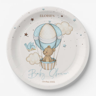 Teddy Bear Hot Balloon Bearly Wait Baby Shower Paper Plates