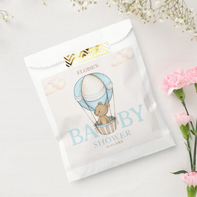 Teddy Bear Hot Balloon Bearly Wait boy Baby Shower Favor Bag (Sealed)
