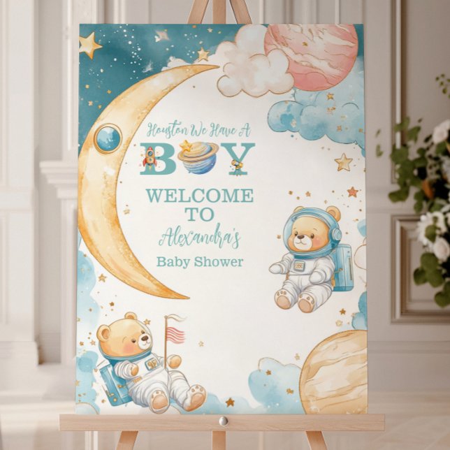 Teddy Bear Houston We Have A Boy Outer Space  Foam Board (Creator Uploaded)