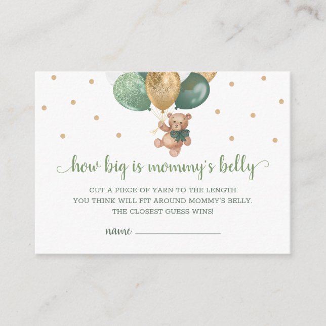 Teddy Bear How Big Is Mommy's Belly Baby Shower Enclosure Card (Front)