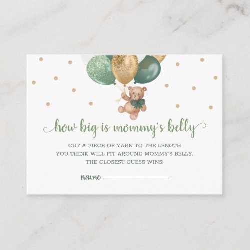 Teddy Bear How Big Is Mommys Belly Baby Shower Enclosure Card