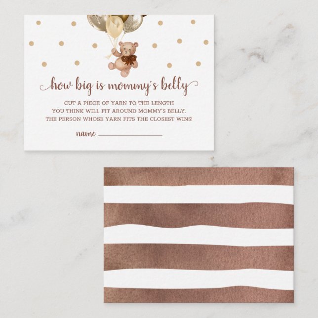 Teddy Bear How Big Is Mommy's Belly Game Card (Front/Back)