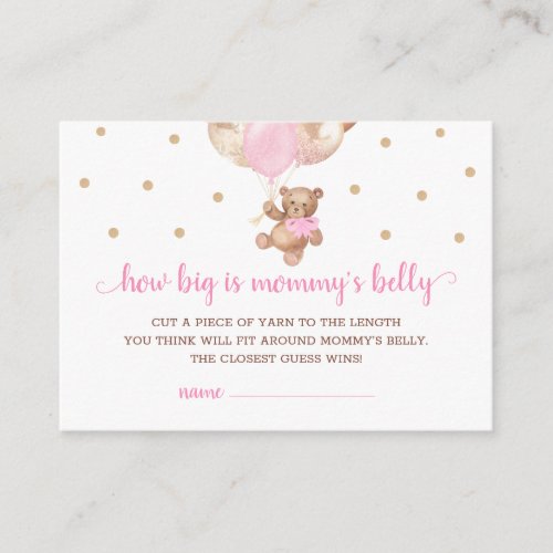 Teddy Bear How Big Is Mommys Belly Game Card