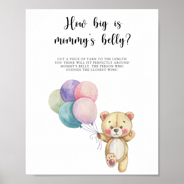 Teddy bear - how big is mommy's belly game poster (Front)