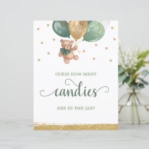 Teddy Bear How Many Candies In The Jar Table Sign