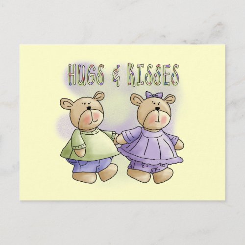 Teddy Bear Hugs and Kisses Tshirts and Gifts Postcard