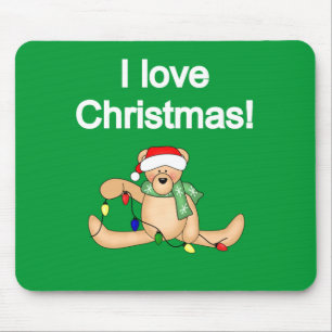 Teddy Bear I Love Christmas Tshirts and Gifts Mouse Pad