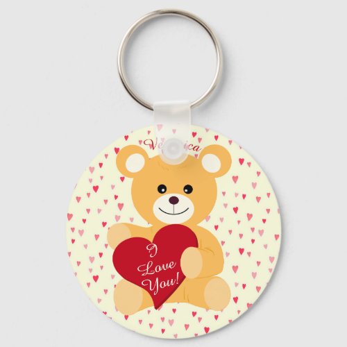 Teddy Bear I Love You Valentines Day Keychains