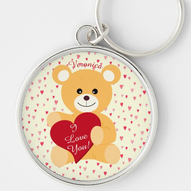 Teddy Bear "I Love You!" Valentine's Day Keychains (Front)