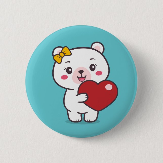 Teddy Bear Illustration Button (Front)