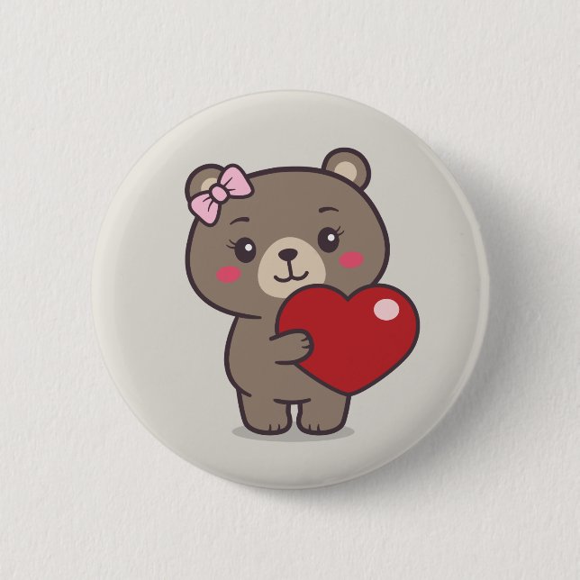Teddy Bear Illustration Button (Front)