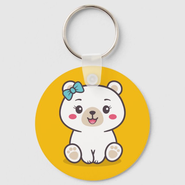Teddy Bear Illustration Keychain (Front)