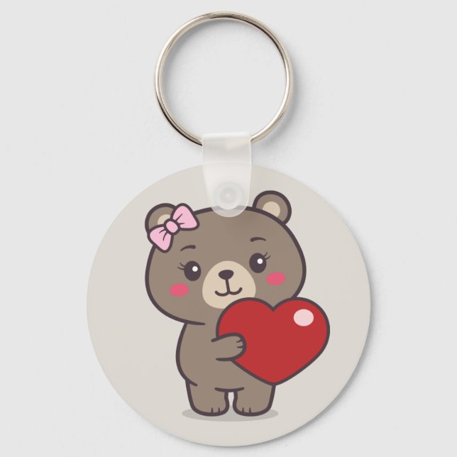 Teddy Bear Illustration Keychain (Front)