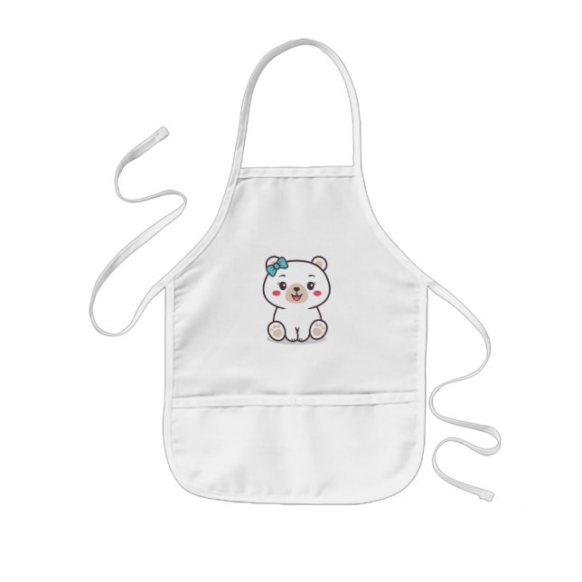 Teddy Bear Illustration Kids' Apron (Front)