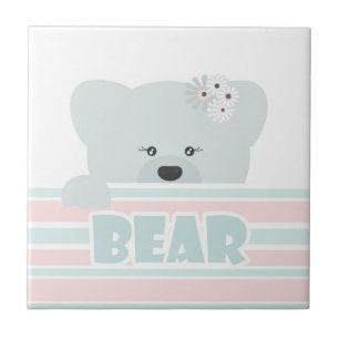 Teddy bear illustration kids childish print ceramic tile