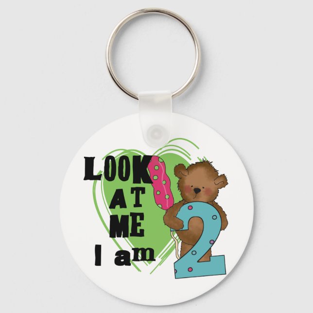 Teddy Bear I'm 2 Birthday T-shirts and Gifts Keychain (Front)