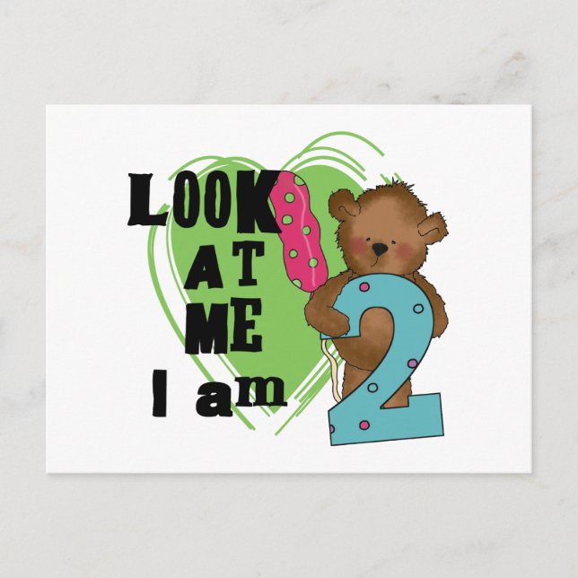 Teddy Bear I'm 2 Birthday T-shirts and Gifts Postcard (Front)