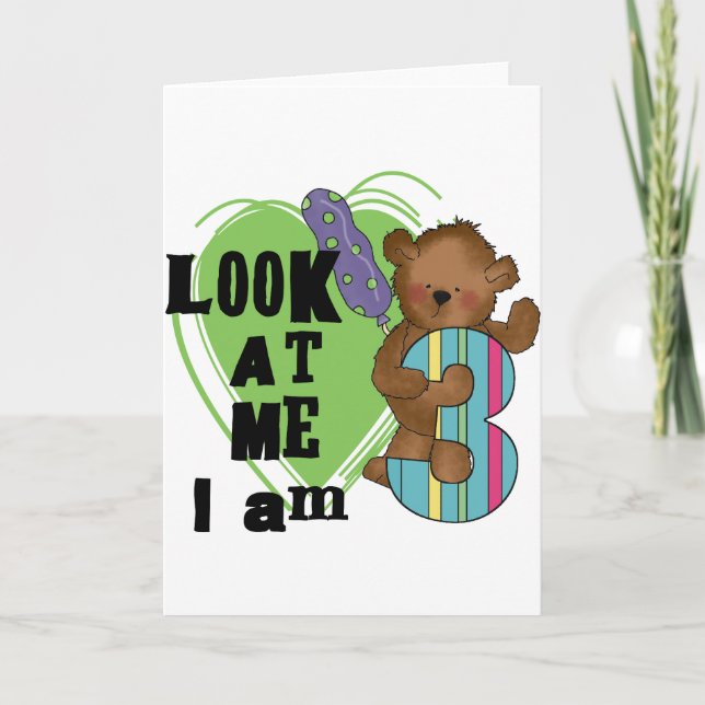 Teddy Bear I'm 3 Birthday Tshirts and Gifts Card (Front)
