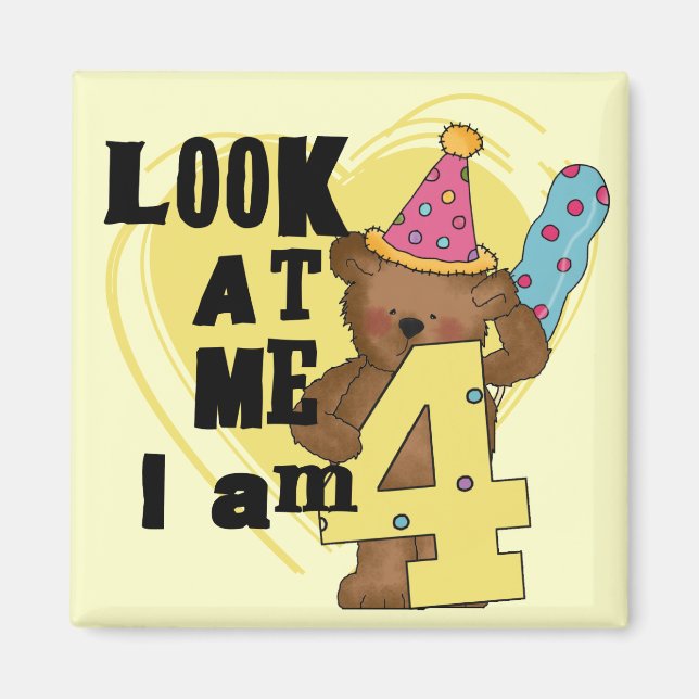 Teddy Bear I'm 4 Birthday Tshirts and Gifts Magnet (Front)