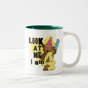 Teddy Bear I'm 4 Birthday Tshirts and Gifts Two-Tone Coffee Mug