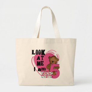 Teddy Bear I'm 5 Birthday T-shirts and Gifts Large Tote Bag