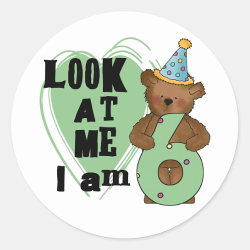 Teddy Bear Im 6 Birthday T_shirts and Gifts Classic Round Sticker