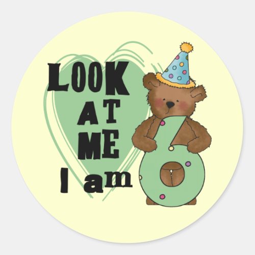 Teddy Bear Im 6 Birthday T_shirts and Gifts Classic Round Sticker