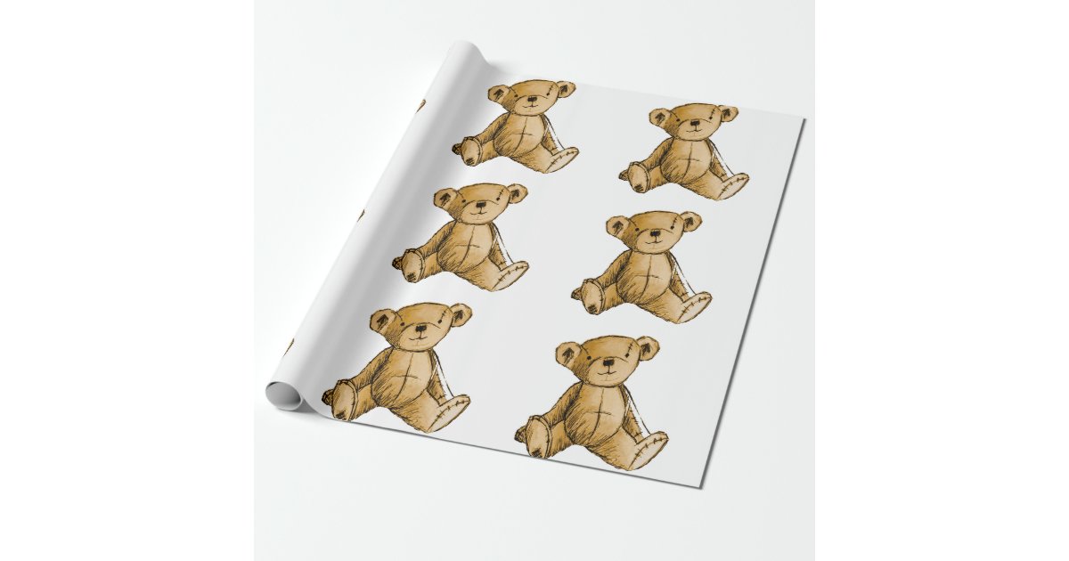 Trendy Cute Teddy Bear Boy Baby Shower Wrapping Paper, Zazzle