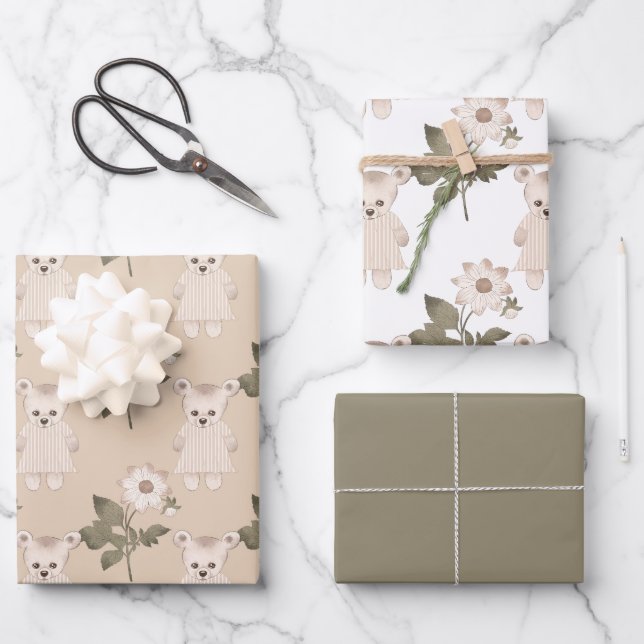 Teddy Bear In A Dress  Wrapping Paper Sheets (Front)