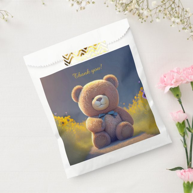 Teddy bear in a meadow, cute custom  favor bag (Sealed)