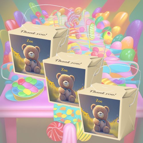 Teddy bear in a meadow cute custom  favor boxes