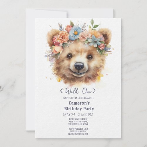 Teddy bear in a wreath Birthday Invitation