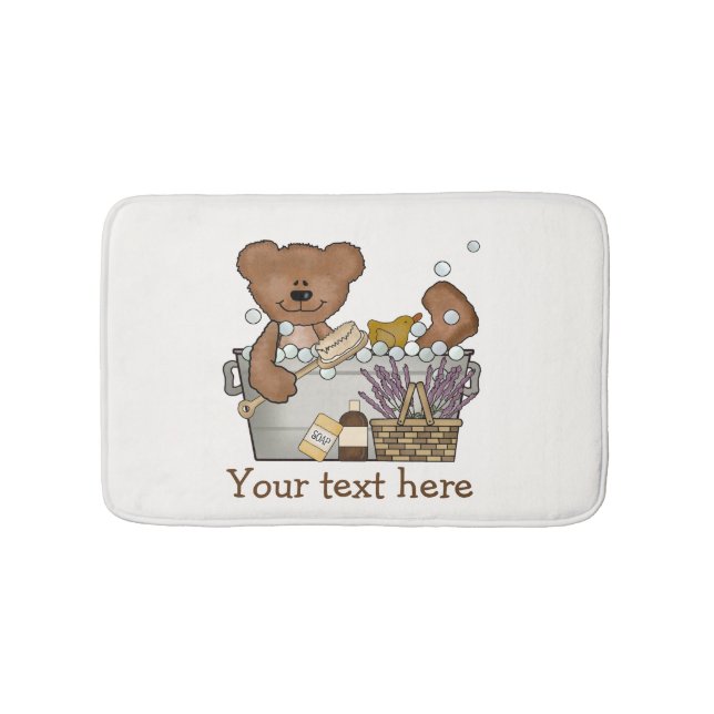 Teddy Bear In Bath Tub Bath Mat (Front)