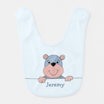 Teddy Bear In Blue And Pink Personalized Baby Bib by colorwash at Zazzle